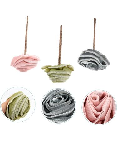 Angoily 3pcs Rose Bath Balls - Natural Loofah Body Scrubber & Shower Back Scrubber for Adults | High-Quality Bath Poufs & Brushes for Relaxing Bath Experience - Buy Online on SooperMarket.com