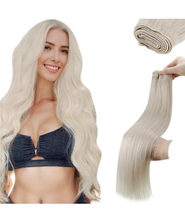 LAAVOO REAL HAIR TRASEN FROM WEFT HAIR Extensions Real Hair Blond 100g Remy Hair Tresses Real Hair Extensions Bundle Platinblond 40cm #60 40cm 1.21 #60