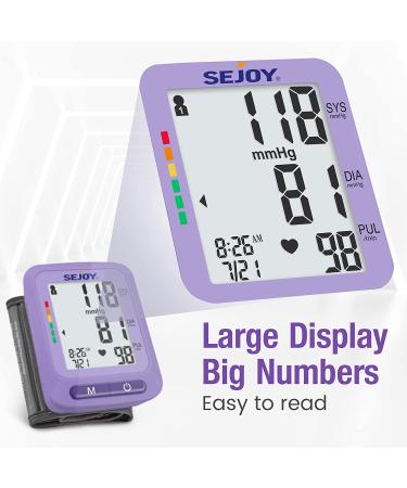 Digital Wrist Blood Pressure Monitor with Large LCD Display and Irregular Heartbeat Detector - 2 Users Memory - Home Use BP Machine (Purple) - Buy Online on SooperMarket.com