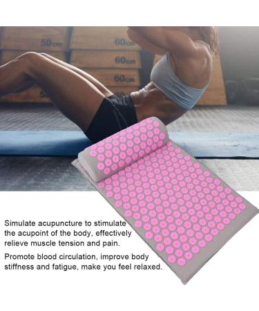 Acupuncture Massage Yoga Mat & Pillow Set for Back Neck & Sciatic Nerve Pain - Light Gray Pink Buckle - Buy Online on SooperMarket.com