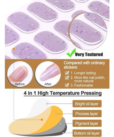 Kalolary 20PCS Luminous Glitter Gel Nail Polish Strips - Glow in the Dark Purple Nail Wraps with File & Stick - Waterproof Adhesive Nail Art Sticker - Buy Online on SooperMarket.com