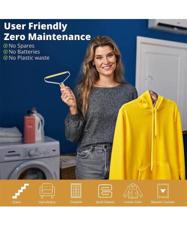 Pet Hair Remover & Lint Cleaner Pro - 2 Pack | Carpet Rake, Fabric Shaver | Dog & Cat Hair Removal Tool | Natural Wood Color - Buy Online on SooperMarket.com