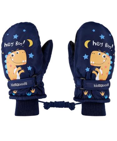 KAKU NANU Kids Ski Gloves Mittens Waterproof Ice Skating Gloves Children's Winter Warm Snow Gloves Thermal Fleece Gloves For Boys Girls Pink Purple Blue Cartoon 2-10 Years Dark Blue-5 L 6-10 Years