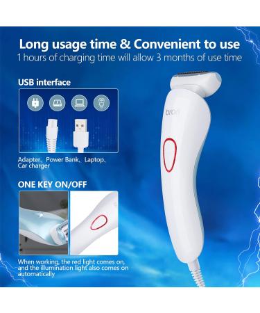 Women's Electric Shaver | Bikini Trimmer & Razor for Face, Legs, Underarms | Wet & Dry Rechargeable Lady Shaver - Blue/White - Buy Online on SooperMarket.com