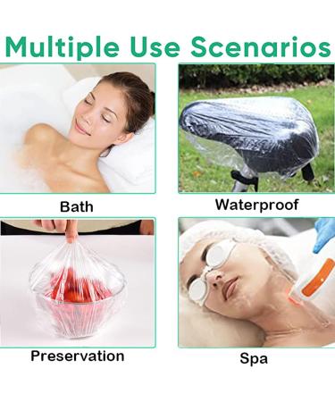 100 Pcs Extra Elastic Waterproof Shower Caps - Clear Plastic Cap for Home, Hotel, Spa & Salon - Portable Disposable Travel Cap - Buy Online on SooperMarket.com