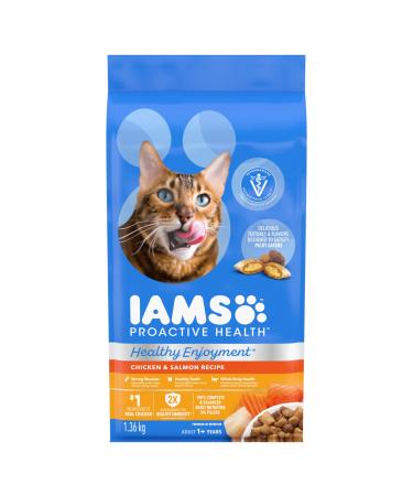 IAMS PROACTIVE HEALTH HEALTHY ENJOYMENT Adult Dry Cat Food Chicken & Salmon Recipe 1.36kg Bag 1.36 kg (Pack of 1)
