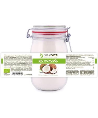 GreatVita Organic Virgin Coconut Oil - Pack of 6 (1000ml/1L) Swing Top Jar - Premium Quality for Cooking & Skincare - Buy Online on SooperMarket.com