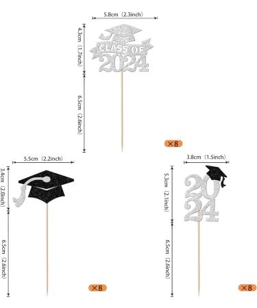 24 Pack Graduation 2024 Cupcake Toppers Glitter Congrats 2024 Done Diploma Cupcake Picks for Class of 2024 Graduation Theme Cake Decorations Party Supplies Silver congrats 2024(24 pcs) Silver-1 - Buy Online on SooperMarket.com