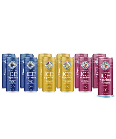 Sparkling ICE Superfruit Flavored Sparkling Water - Variety Pack | 12 Fl Oz Cans Zero Sugar - Strawberry Dragonfruit Blueberry Acai Pear Lemonade | Pack Of 12
