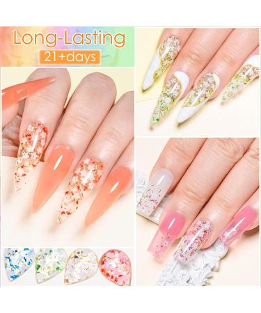 MEET ACROSS Flower Glitter Gel Nail Polish Set - 6 Pcs Diamond Sequins Jelly Gel Nail Polish Set for Nail Art Manicure - Buy Online on SooperMarket.com