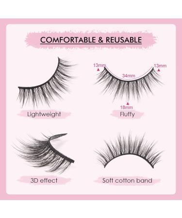 Glowingwin Short Wispy False Eyelashes - 5 Pairs | Natural Look, Reusable Mink Lashes - 3D Faux Mink | Fluffy Strip, Fake Lashes - S024 - Buy Online on SooperMarket.com