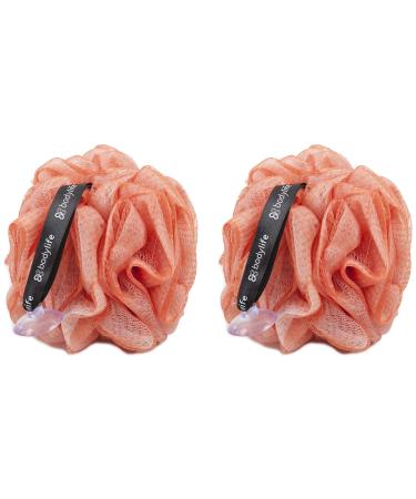 Bodylife Body Buffer Puff Exfoliating Bath & Shower Body Pouf Scrunchie Body Scrubber Copper & White 55g Twin Pack