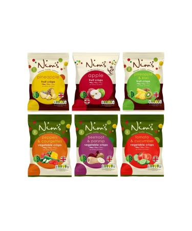 Nim's Veg and Fruit Crisps Mix Multipack Box of 6 Packs - 100% Allergen Free Vegan Kosher and Halal