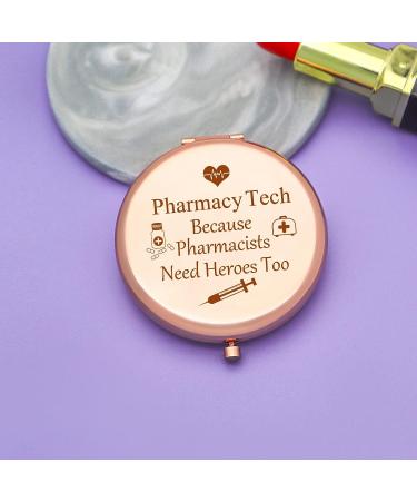 Rose Gold Pharmacist Appreciation Compact Mirror | Thank You & Graduation Gifts for Pharmacy Techs & Nurses - Buy Online on SooperMarket.com