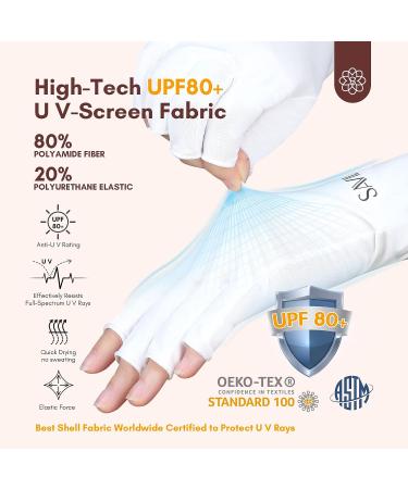 Saviland UV Gloves for Nails - UPF80+ High-tech Fingerless Gloves for Manicures | Anti UVA & UVB Protection | Gel Nail Lamp Skin Care | Prevents UV Harm - White - Buy Online on SooperMarket.com