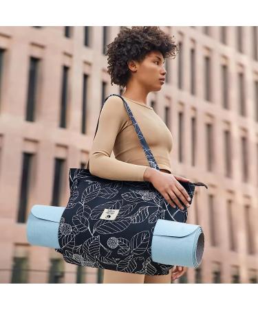 WLLWOO Yoga Bag for Women | Canvas Tote Mat Carrier for Pilates | Travel Beach Workout Leaf Design - Buy Online on SooperMarket.com