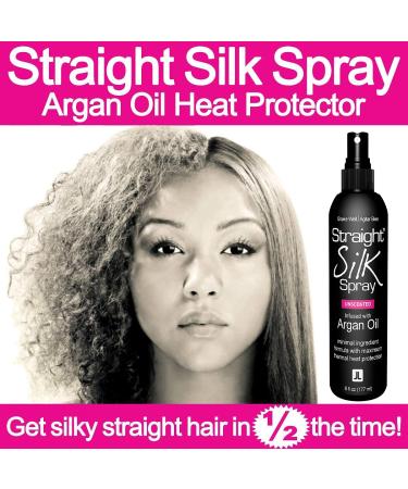 Moroccan Argan Oil Straight Silk Spray (6oz) | Heat Protectant up to 450 F | Alcohol-Free Hair Straightener & Detangler | Made in USA - Buy Online on SooperMarket.com