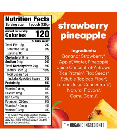 Noka Superfood Smoothie Pouches (Strawberry Pineapple) 4-Pack with Plant Protein, Prebiotic Fiber & Flax Seed - Organic, Gluten Free, Vegan - Healthy Fruit Squeeze Snack (4.22oz Each) - Buy Online on SooperMarket.com
