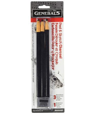 Peel & Sketch Charcoal Pencils 3/Pkg-