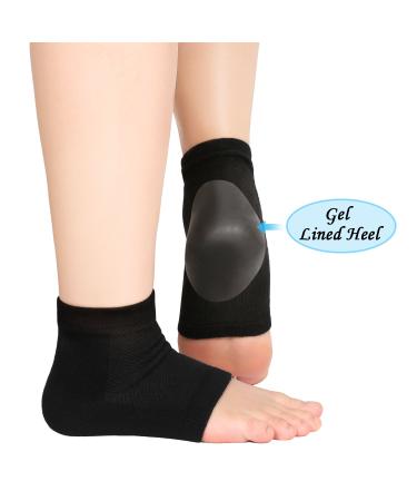 Soft Gel Heel Socks for Dry Hard Cracked Skin - Moisturizing Day/Night Care - 3 Pairs (Black) | Ventilated Open Toe Design - Buy Online on SooperMarket.com
