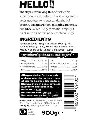 Gorilla Food Co. Substantial Seed Scatter Mix (Six Omega Seeds Mix) - 800g - Buy Online on SooperMarket.com