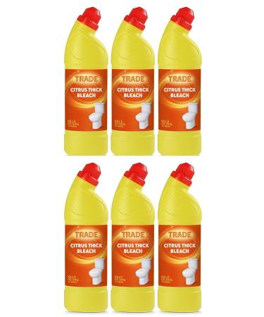 Trade 750 ml Citrus Thick Bleach for Toilet Surfaces & Whites -Powerful Disinfectant & All Purpose Cleaner-Kills 99.9% Germs Remove Stains & Limescale- (6)