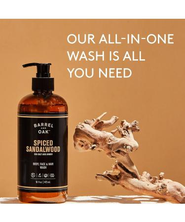 Barrel and Oak All-In-One Men's Body Wash - Natural Exfoliator, Moisturizer & Hair Hydrator - Spiced Sandalwood Scent - 16oz - Buy Online on SooperMarket.com