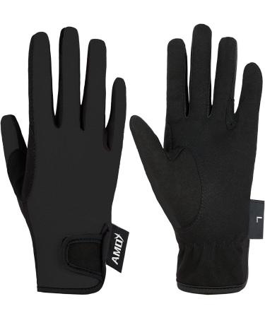 Amoy Kids Horse Riding Gloves - Breathable Anti-Slip Equestrian Mitts Black L (Age 10-12) - Buy Online on SooperMarket.com