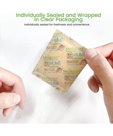 WISESOR 60-Pack Two-Way Moisture Control Packs | 62% RH 8g for 28ml Herbs Storage - Keep Your Herbs Fresh! - Buy Online on SooperMarket.com