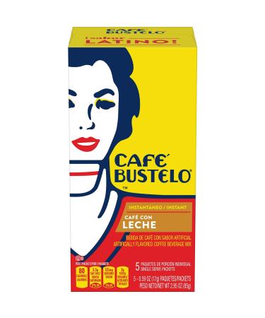 Cafe Bustelo Instant Coffee Cafe Con Leche 5 Packets 0.59 oz (17 g) Each