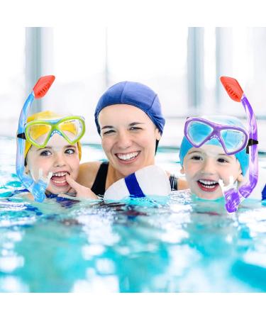 Kids Snorkel Set - Dry Top Snorkeling Gear for Youth Ages 5-15 | Tempered Glass Mask and Snorkel Set with 180 Panoramic View - Blue - Buy Online on SooperMarket.com
