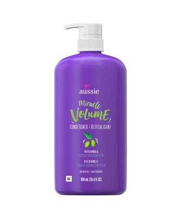Aussie Miracle Volume Conditioner with Plum & Bamboo for Fine Hair 30.4 Fluid Ounce (Pack of 4)