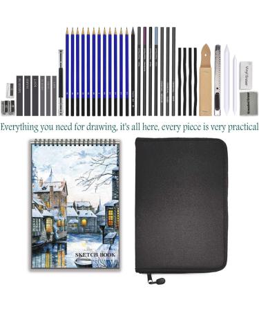 41-Piece Sketch Pencils Set with Sketchbook | Complete Artist Kit for Kids, Teens, and Adults | Professional Drawing Set with Erasers, Pastels, and Case - Buy Online on SooperMarket.com