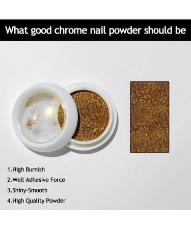 Lofuanna Chrome Nail Powder Set - 4 Colors Mirror Effect Holographic Glitter for Nail Art with 4pcs Eyeshadow Sticks and Dust Brush - 0.5g/Jar - Buy Online on SooperMarket.com