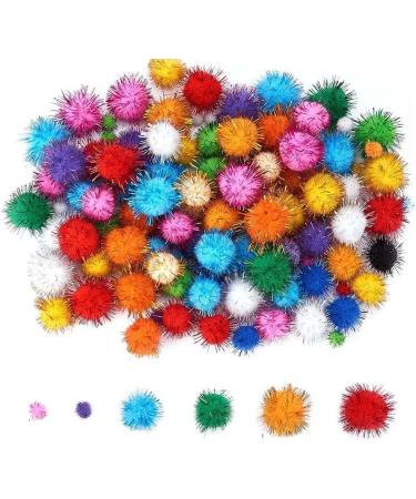 Colored Glitter Pompom Balls - 270pcs DIY Craft Supplies for Christmas Decor - Buy Online on SooperMarket.com