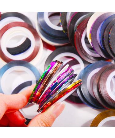 Hisenlee 90 Pcs Nail Art Striping Tape Lines in Mix Colors - 1MM and 2MM - Includes 2 Nail Tape Dispensers for Nail Art Decoration - Buy Online on SooperMarket.com