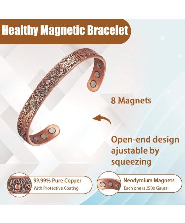 EnerCoppeX Copper Magnetic Bracelet for Women - Detox Jewelry with 3500 Gauss Magnet (CPB-0036SGA) - Buy Online on SooperMarket.com