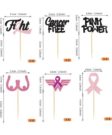 Rsstarxi 24 Pack Breast Cancer Awareness Cupcake Toppers Glitter Pink Power Hope Ribbon Cake Decorations Fight Beliveve Cancer Free Cupcake Picks for Pink Ribbon Party Cake Decorations Supplies Design 3 - Buy Online on SooperMarket.com