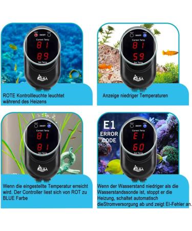AQQA 200W Aquarium Heater - Adjustable Digital Heating Rod with LED Display & External Controller for Turtles & Aquatic Life (100-500W) - Buy Online on SooperMarket.com