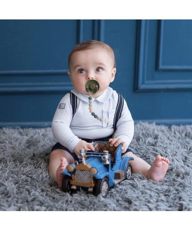 Silicone Beaded Pacifier Clip Teether Toy - Gray + Mint Green (2 Pack) - Buy Online on SooperMarket.com