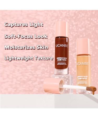 Halo Glow Liquid Filter Primer - Radiance Booster for Glowing Skin | Vegan & Cruelty-Free | #03 Medium/Tan with Brush - Buy Online on SooperMarket.com