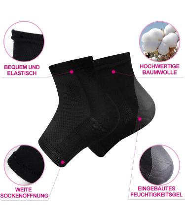 3 Pairs Moisturizing Gel Heel Socks - Soft Open Toe Socks for Dry Skin Care (Black) - International Shipping - Buy Online on SooperMarket.com