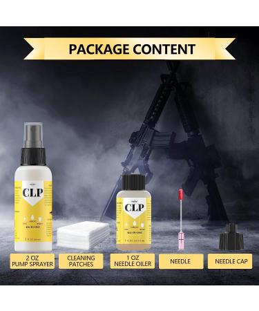 Qucship Gun Cleaning Kit - Multi-Purpose CLP Gun Cleaner & Lubricant Set - 2oz & 1oz Needle Oiler - Protects & Lubricates Firearms - Buy Online on SooperMarket.com