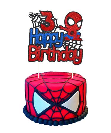 Spider Cake Topper 3th for Boys Girls Spiderman Cake Toppers 3rd Spiderman Cake Decorations 3th for Kids Birthday Party Supplies