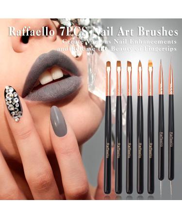 Nail Art Brushes Set Raffaello 7Pcs - Professional Nail Tips Design Tools with Poly Extension Gel, Acrylic Brushes, Painting Drawing Pen Kit for Salon & Home Use - Buy Online on SooperMarket.com