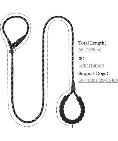 TagME Slip Rope Dog Lead for Medium Dogs 1.8m Reflective Slip Leads with Soft Padded Handle 12 Colors Slip-On Nylon Leash for Training/Walking Black M-3/8"x6'(Pack of 1) Black - Buy Online on SooperMarket.com