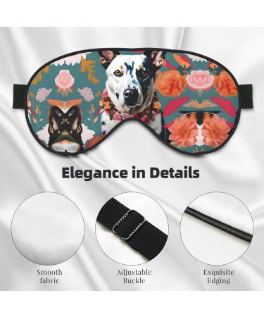 SSIMOO Cattle Dog Floral Print Double-Sided Eye Mask | Soft Light Blocking Sleep Mask for Enhanced Sleep Quality - International Shipping Available - Buy Online on SooperMarket.com