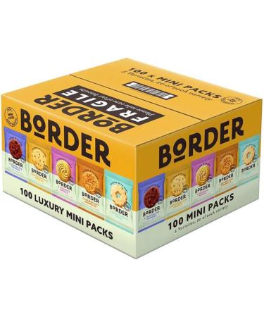 Border Biscuits Luxury Assorted Biscuit Selection 100 Mini Packs with 5 Varieties (1 Box (100 Per Box))