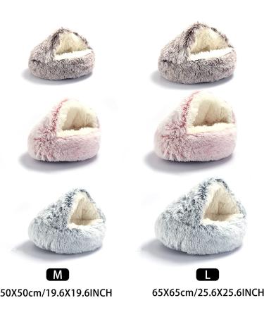 Plush Hooded Cat Bed with Blanket - Round Burrowing Cave Design for Small Dogs/Cats - Machine Washable, Slip Resistant - Ultra Soft Cushion - 24x24 inch Grey - Buy Online on SooperMarket.com