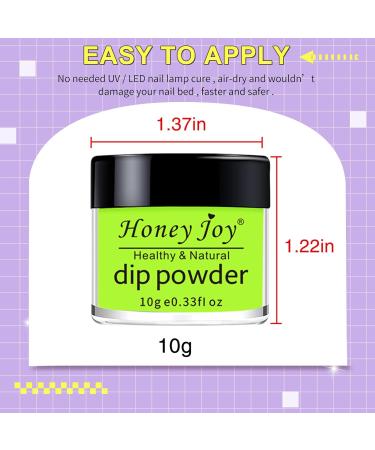 Honey Joy Dip Powder Nail Kit - 4 Colors Neon Bright Green Purple Dipping Powder Set - Salon Quality Manicure at Home - Dip-7pcs-02 - Buy Online on SooperMarket.com